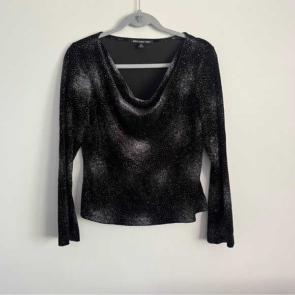 Briggs New York Tops - Y2K Whimsigoth Shimmer Sparkle Cowl Neck Velour Long Sleeve Top Size Petite L